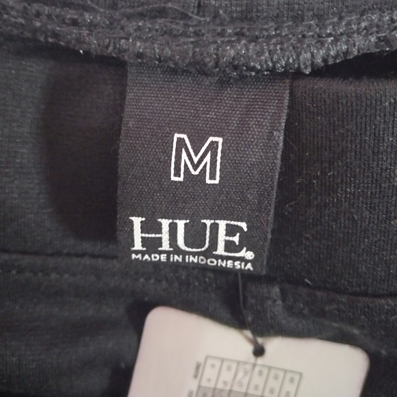 Women's Hue Ponte Black Leggings with Faux Leather Pipping - Sz M - Picture 7 of 8